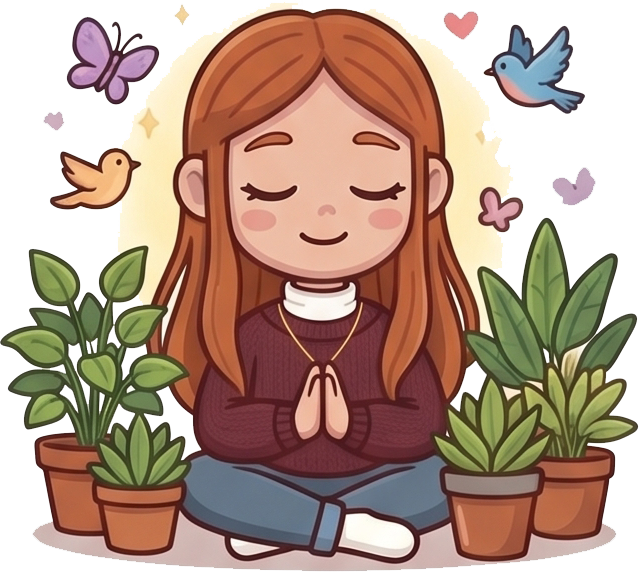 Angie revisando el jardín