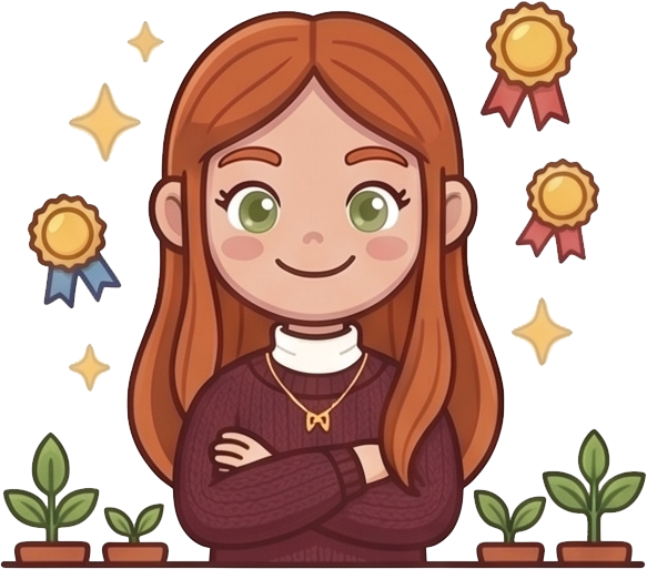 Angie orgullosa del progreso del jardín